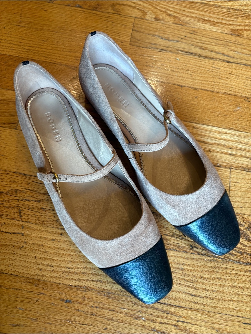 Boden Penelope Suede Mary Jane Flats with Black Toe Size EU 42